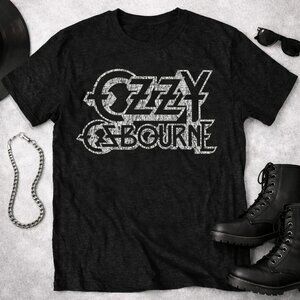 Ozzy Osbourne Vintage Distressed Logo Heavy Metal Rock Graphic Tee Black
